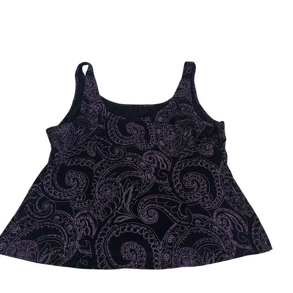 Y2K 2000s Black Purple Sparkly Paisley Stretch Tank Top L/XL Whimsygoth Fairy - Picture 1 of 7